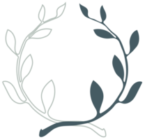 floral leaves and branch circle shape garland on transparent background.  png illustration graphic design element for background