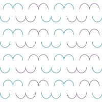 Two connected semicircles vector. Minimal geometric seamless pattern vector. Blue and purple semicircles vector on white background. curled lines