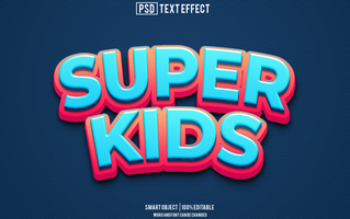 super des gamins texte effet, Police de caractère modifiable, typographie, 3d texte psd