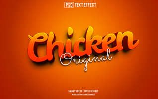 chicken original text effect, font editable, typography, 3d text psd