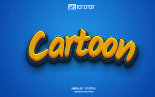 cartoon text effect, font editable, typography, 3d text psd