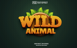 selvaggio animale testo effetto, font modificabile, tipografia, 3d testo psd