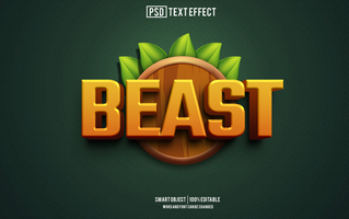 beast text effect, font editable, typography, 3d text psd