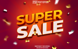 super sale text effect, font editable, typography, 3d text psd