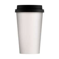 Clean and blank white paper cup for coffee without background. Template for mockup. With black lid png