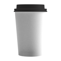 Clean and blank white paper cup for coffee without background. Template for mockup. With black lid png