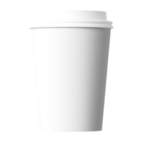 Clean and blank white paper cup for coffee without background. Template for mockup. With white lid png