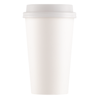 Clean and blank white paper cup for coffee without background. Template for mockup. With white lid png