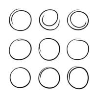 Super set of circles lines sketch hand drawn. Doodle circles for design elements vector