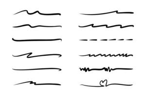 Vector set of hand drawn underline.