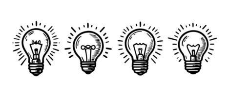 light bulb icon, idea symbol on white background. vector