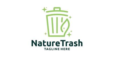 logo design organic trash, natural trash, logo design template, creative idea symbol. vector