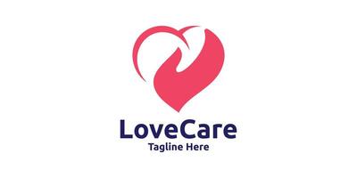 logo design love care, medical, volunteer, charity, logo design template, symbol, creative idea. vector