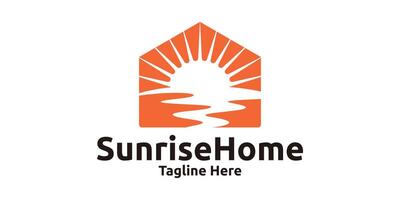 logo design combining the shape of a house with a sunrise, logo design template, symbol, creative idea. vector