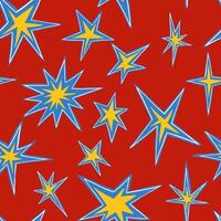 Bright ornament of stars. Abstract vector seamless pattern. Design for print, wrapping paper, textile, wallpapers, background, decoration.