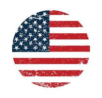 Round Flag Of USA In Retro Style Design. vector