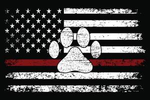 Thin Red Line Paw Flag Vector