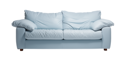 AI generated Soft blue sofa on a transparent background, PNG