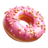 AI generated Donut with pink fudge. Transparent Background, PNG