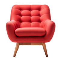 ai gegenereerd rood zacht fauteuil met transparant achtergrond PNG