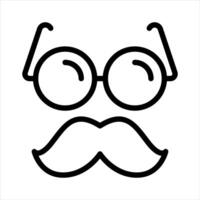 Man Glasses and Moustache Simple Line Icon Symbol vector