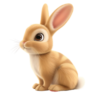 AI generated A high-quality 3D rendering of an adorable animated bunny with large expressive eyes. png