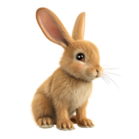 AI generated Realistic brown rabbit illustration on white. png