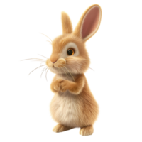 AI generated Animated image of a charming, cute bunny standing upright on two legs with a curious expression. png