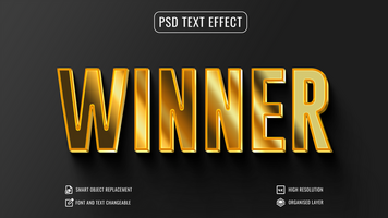 Shiny gold metal text style mockup psd