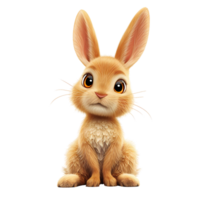 ai generato animato Immagine di un' affascinante, carino coniglietto in piedi in posizione verticale su Due gambe con un' curioso espressione. png