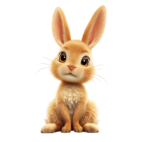 AI generated Animated image of a charming, cute bunny standing upright on two legs with a curious expression. png