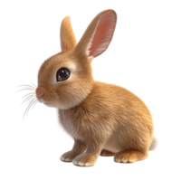 AI generated A high-quality 3D rendering of an adorable animated bunny with large expressive eyes. png