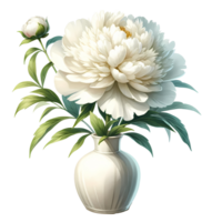 ai généré blanc pivoine dans vase botanique illustration. png