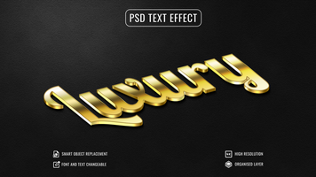 isométrique luxe or texte effet psd