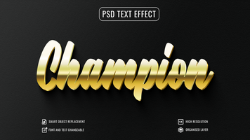 champion or texte effet psd