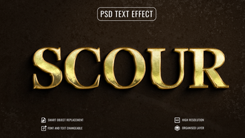 grungy Gold Text bewirken isoliert auf rostig Hintergrund psd