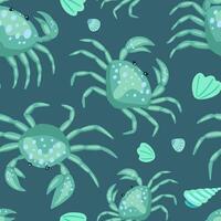 linda cangrejos y conchas marinas resumen vector sin costura modelo. de colores dibujos animados ornamento con mar animales gracioso moderno diseño para imprimir, tela, textil, fondo, fondo de pantalla, envoltura, tarjeta, decoración.