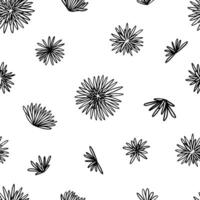 Floral hand drawn vector seamless pattern. Background with abstract chrysanthemums flowers. Botanical ornament in doodles style.