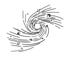 Cosmic space object doodle. Outline drawing of galactic. Astronomy science abstract sketch. Hand drawn vector illustration isolated on white.