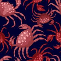 lindo, gracioso cangrejos. resumen vector valores sin costura modelo. de colores dibujos animados ornamento con mar animales moderno diseño para verano imprimir, tela, textil, fondo, fondo de pantalla, envase, tarjeta, decoración.