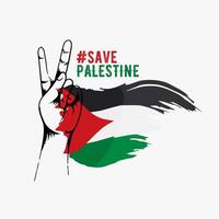 vector of save palestine with peace hand perfect for print, apparel, etc