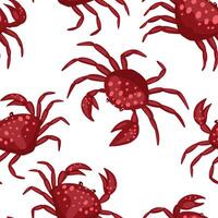 Cute, funny crabs. Abstract vector stock seamless pattern. Colored cartoon ornament with sea animals. Modern design for summer print, fabric, textile, background, wallpaper, wrapping, card, decor.