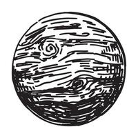 Cosmic space object doodle. Outline drawing of planet. Astronomy science sketch. Hand drawn vector illustration isolated on white.