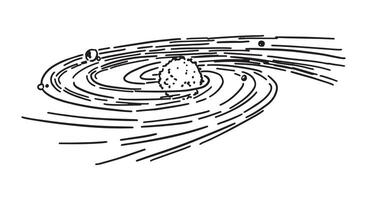 Cosmic space object doodle. Outline drawing of galactic. Astronomy science abstract sketch. Hand drawn vector illustration isolated on white.