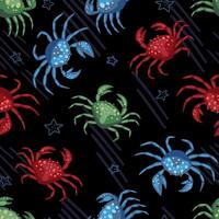 linda cangrejos, conchas marinas, estrella de mar. resumen vector sin costura modelo. de colores dibujos animados ornamento con mar animales gracioso diseño para imprimir, tela, textil, fondo, fondo de pantalla, envoltura, tarjeta, decoración.