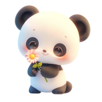 ai généré mignonne bébé Panda dessin animé personnage 3d le rendu png