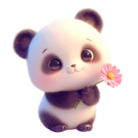 AI generated Cute Baby Panda Cartoon Character  3D Rendering png