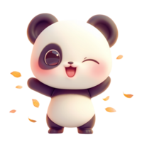 ai generato carino bambino panda cartone animato personaggio 3d interpretazione png