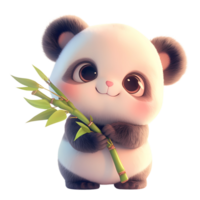 AI generated Cute Baby Panda Cartoon Character  3D Rendering png