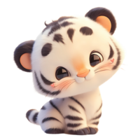 AI generated Cute Baby Tiger Cartoon Character, 3D Rendering png